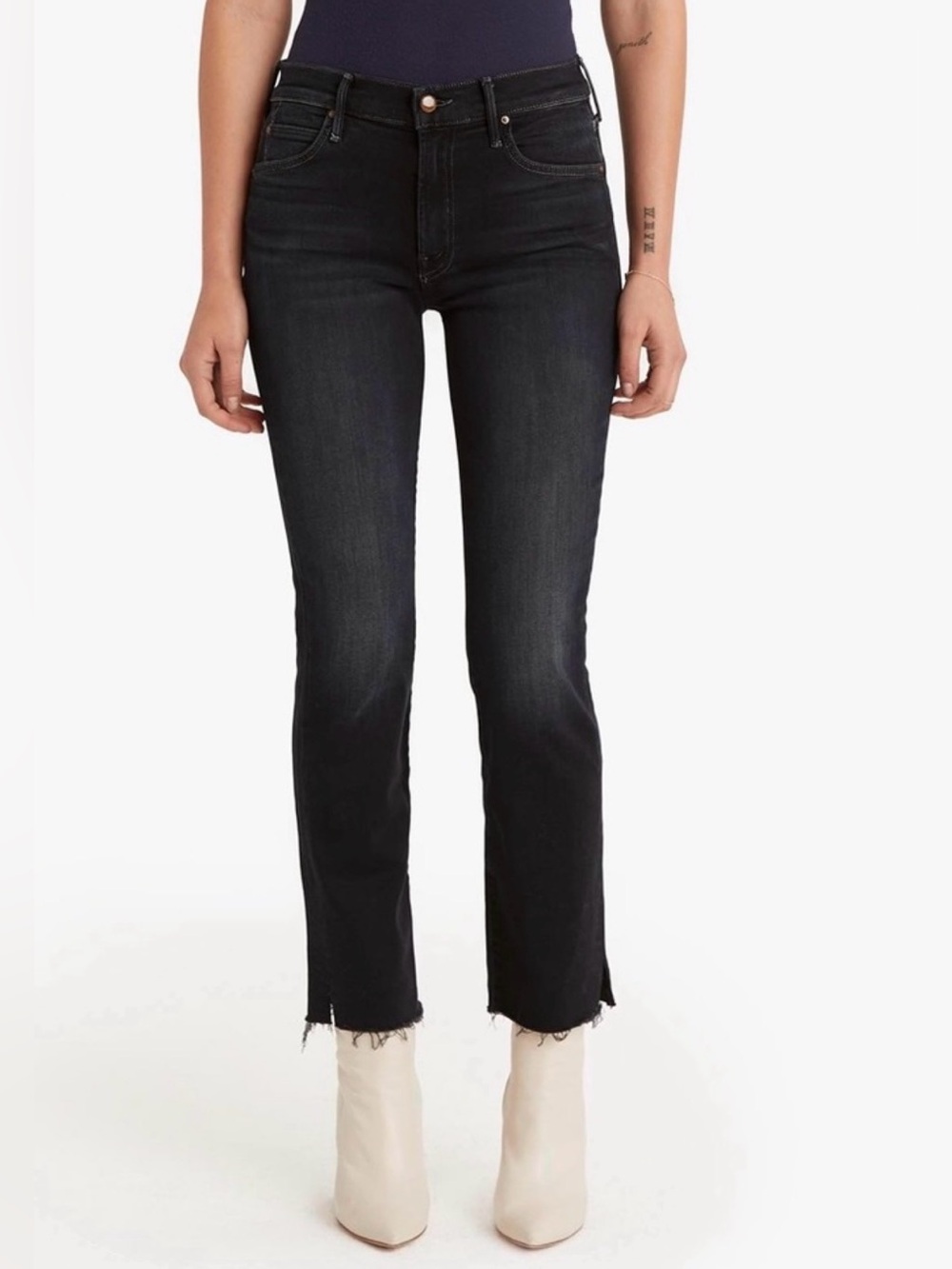 Mother The Rascal Ankle Snippet Jeans in Blackbird Size 27 EUC